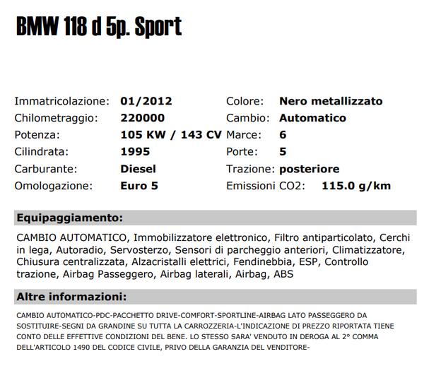 2#3357 Autovettura Bmw 118 d  Sport in vendita - foto 2