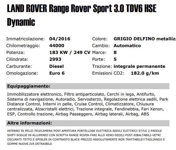 30#3357 Autovettura Land Rover Range Rover Sport in vendita - foto 2