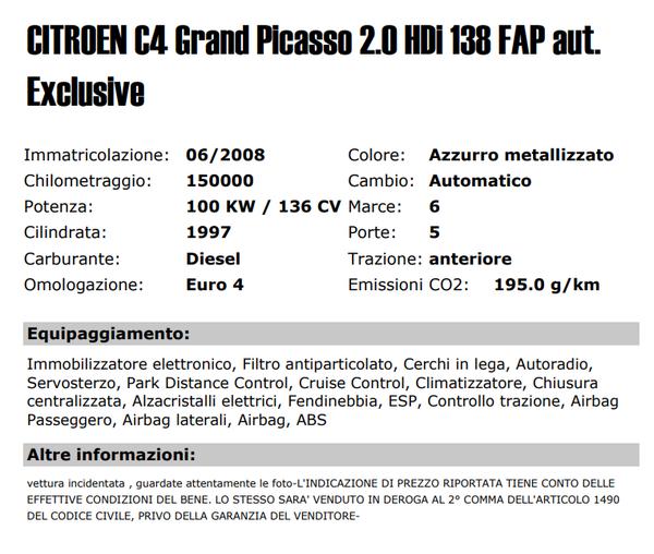 7#3357 Autovettura Citroen C4 Picasso in vendita - foto 2