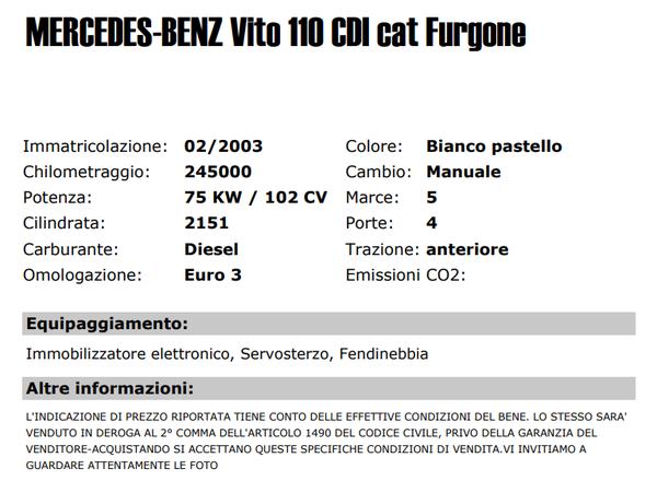 15#3361 Furgone Mercedes Vito in vendita - foto 2