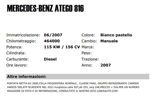 17#3361 Autocarro Mercedes Benz Atego 816 in vendita - foto 2
