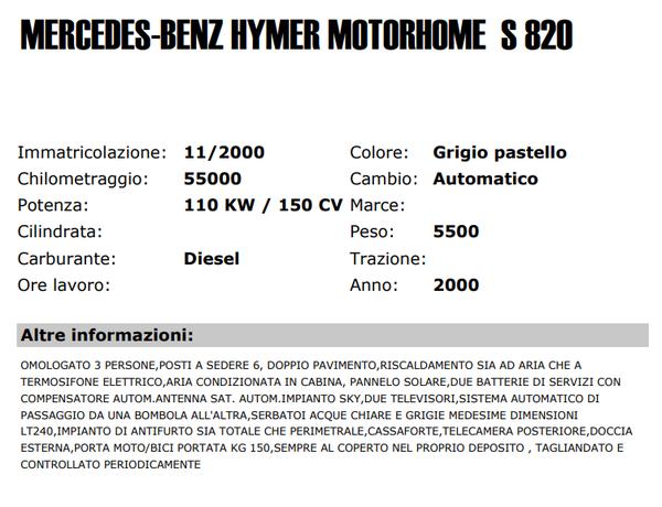 18#3361 Camper Mercedes Benz Hymer Motorhome in vendita - foto 2