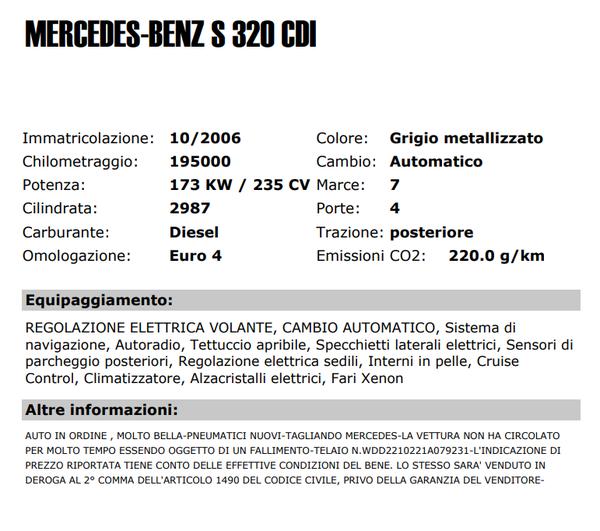 5#3361 Autovettura Mercedes Benz S 320 in vendita - foto 2