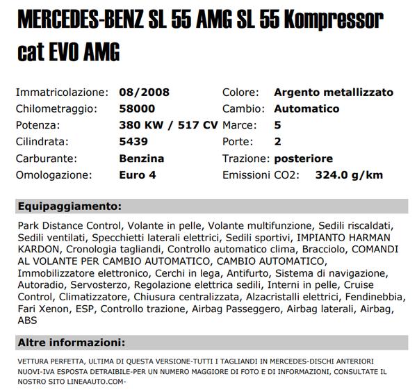 6#3361 Autovettura Mercedes Benz SL 55 AMG in vendita - foto 2