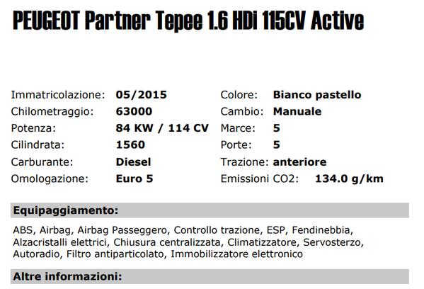 12#3437 Autovettura Peugeot Partner Tepee in vendita - foto 2