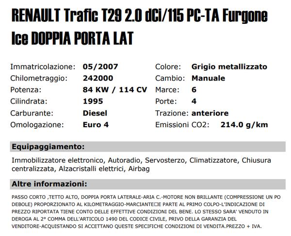 13#3437 Furgone Renault Trafic in vendita - foto 2