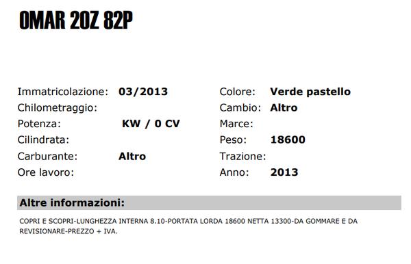 15#3437 Rimorchio Omar 20Z 82P in vendita - foto 2
