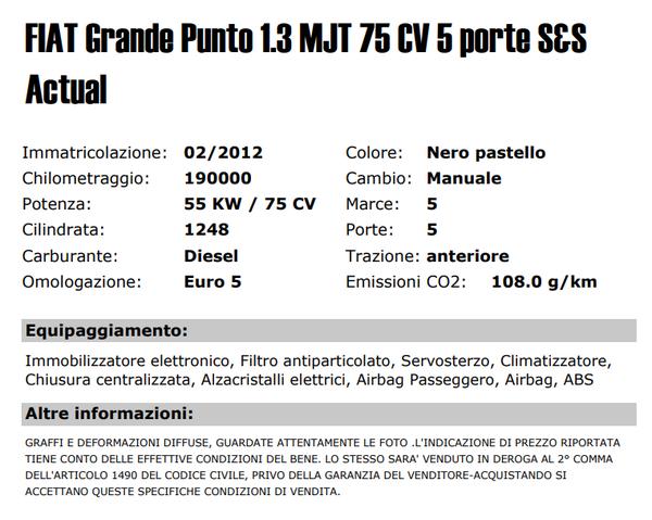 21#3437 Autovettura Fiat Grande Punto 1.3 MJT in vendita - foto 2
