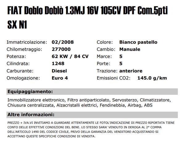 23#3437 Furgone Fiat Doblò 1.3 MJ 16V in vendita - foto 2