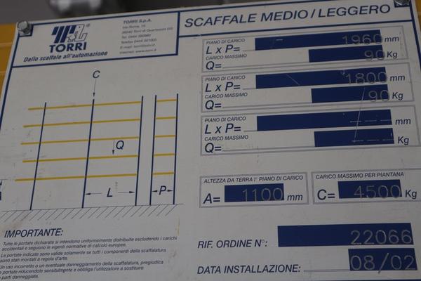4#3476 Scaffalatura mm 1000x6000 3 piani in vendita - foto 10