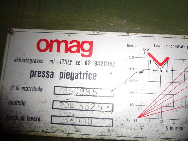20#3528 Pressa piegatrice idraulica Omag 3000x25 in vendita - foto 3
