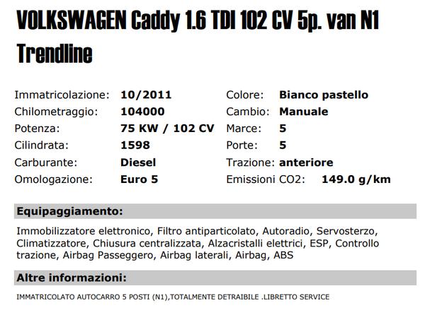 13#3636 Autovettura VW Caddy in vendita - foto 2