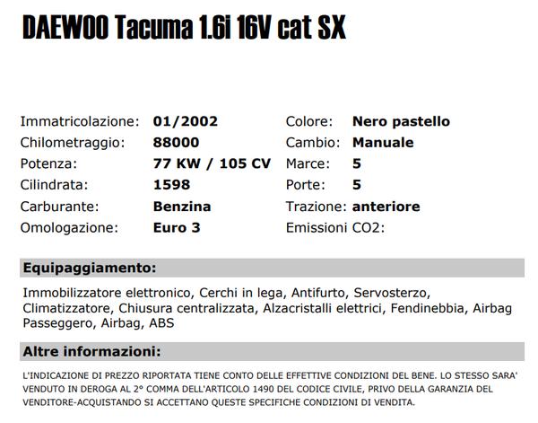 4#3636 Autovettura Daewoo Tacuma in vendita - foto 2