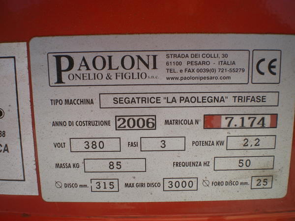 15#3685 Segatrice a disco Paoloni in vendita - foto 4