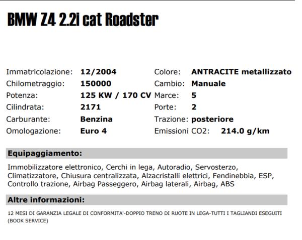 2#3768 Autovettura Bmw Z4 Roadster in vendita - foto 2