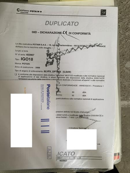 8#3917 Gru Potain in vendita - foto 8