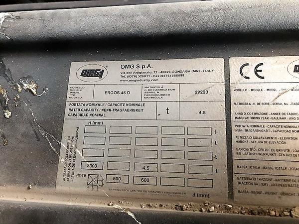 8#3958 Carrello elevatore OMG Ergos 45 D in vendita - foto 3