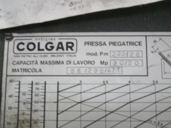 5#4032 Pressa piegatrice Colgar Pm 220/26 in vendita - foto 2