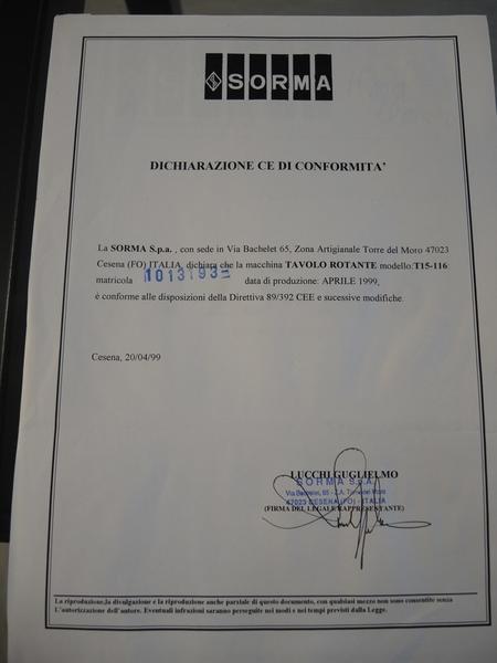 3#4084 Tavolo rotante Sorma T15-116 in vendita - foto 7