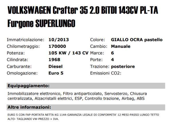 5#4147 Volkswagen Crafter 35 in vendita - foto 2