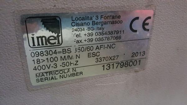 12#4199 Segatrice a nastro Imet BS350/60 AF in vendita - foto 3