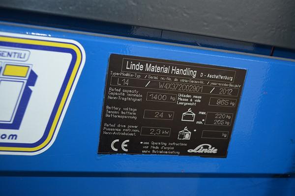 7#4234 Carrello elevatore manuale Linde L14 in vendita - foto 5