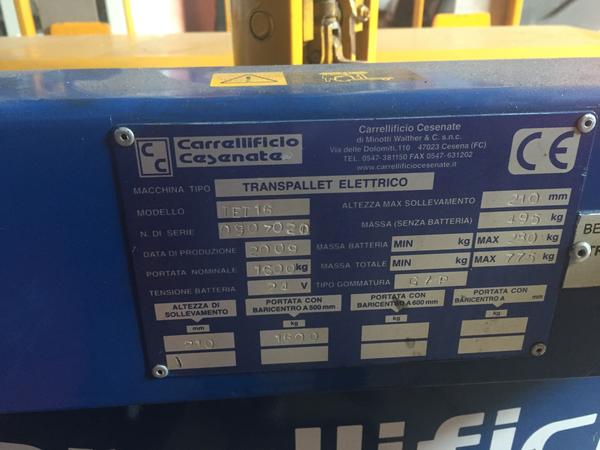 13#4245 Transpallet elettrico Carrellificio Cesenate in vendita - foto 3