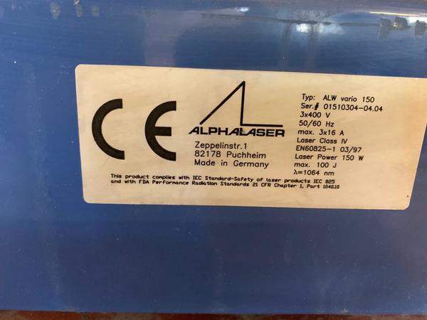 4#4297 Saldatrice laser Alphalaser Alw vario 150 in vendita - foto 2