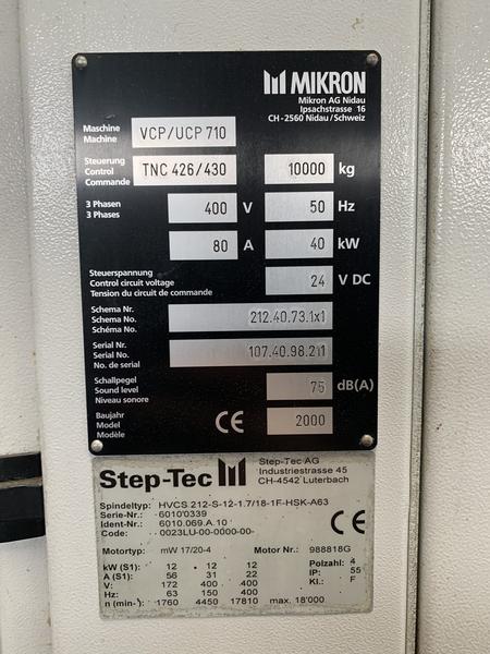 1#4299 Centro di lavoro verticale a 5 assi Mikron UCP 710 in vendita - foto 10