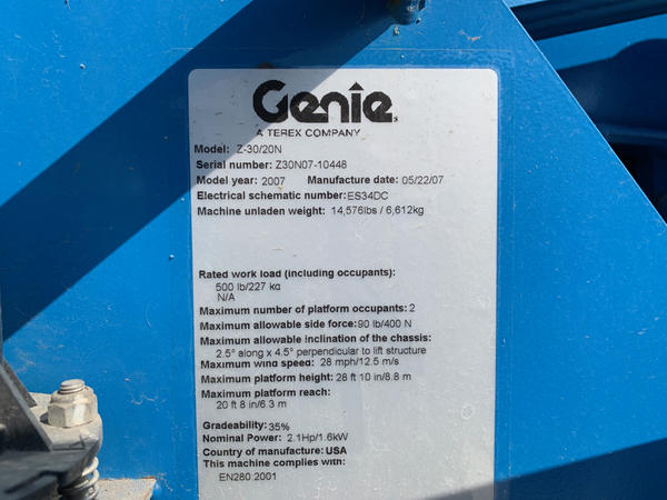 2#4535 Piattaforma semovente girevole articolata Genie z-30/20n in vendita - foto 12