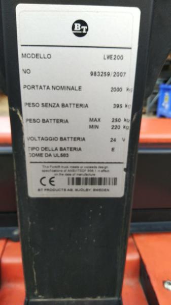 11#4626 Transpallet BT uomo a terra in vendita - foto 4