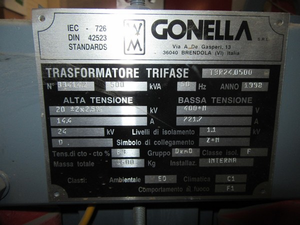 5#4708 Trasformatore trifase Gonella in vendita - foto 2