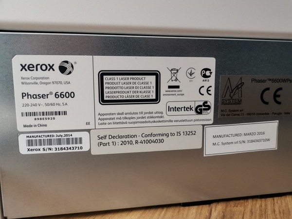 22#4936 XEROX PHASER 6600WPS in vendita - foto 4