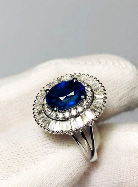 9#4970 Anello cocktail zaffiro e diamanti in vendita - foto 6