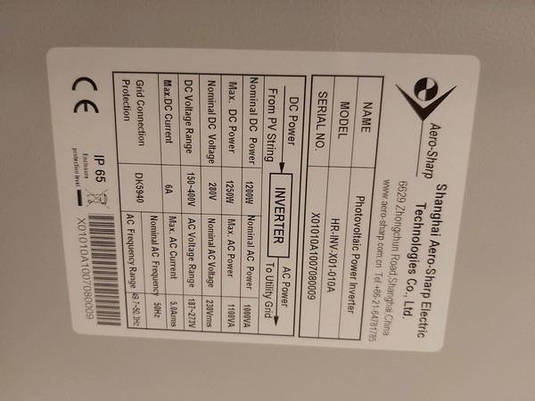 45#4979 Inverter Aero-Sharp per impianto fotovoltaico in vendita - foto 2