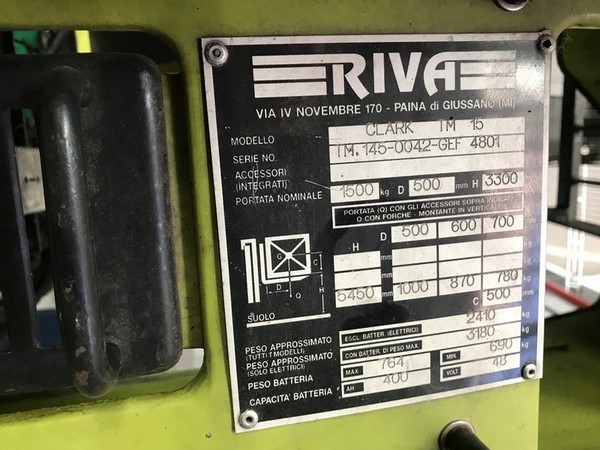6#5072 Carello elevatore Riva Clark TM 15 in vendita - foto 4