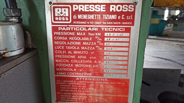 9#5141 Pressa eccentrica Ross in vendita - foto 3