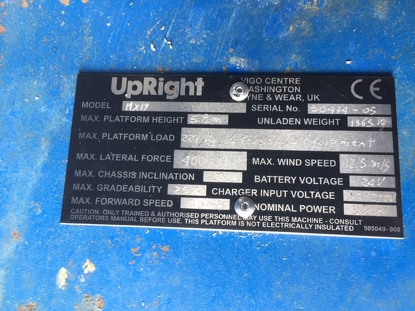 1#5218 Piattaforma aerea Upright  MX19 in vendita - foto 2