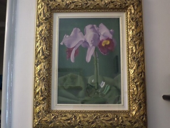 10#5581 Dipinto soggetto Orchidea in vaso di vetro in vendita - foto 1