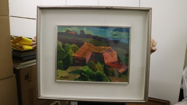19#5581 Dipinto soggetto paesaggio collinare con case in vendita - foto 2