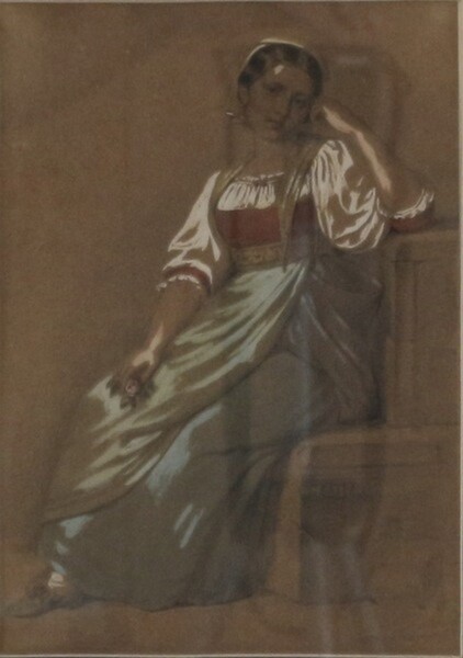 96#5936 Dipinto Ritratto Di Giovane Donna In Costume in vendita - foto 2