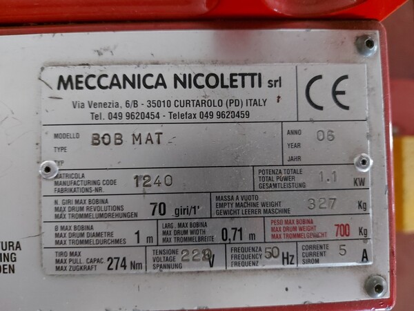8#6357 Avvolgitore bobine Meccanica Nicoletti in vendita - foto 2
