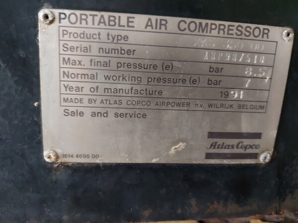 10#6400 Compressore Atlas Copco XAS350DD in vendita - foto 7