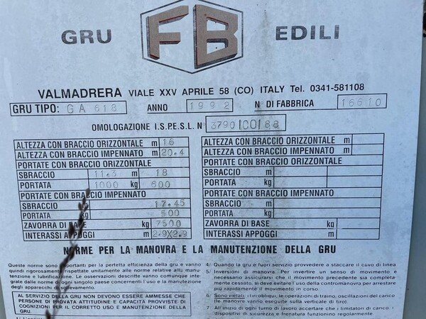 4#6769 Gru FB modello GA618 in vendita - foto 2