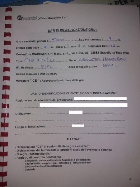 5#6923 Gru a cavalletto Giacomini in vendita - foto 9