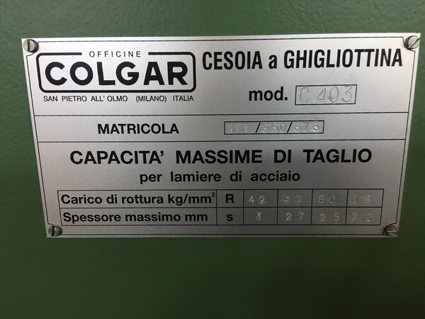 6#6964 Cesoia a ghigliottina Colgar C403 in vendita - foto 7