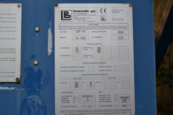 1#7135 Gru a torre Benazzato in vendita - foto 2