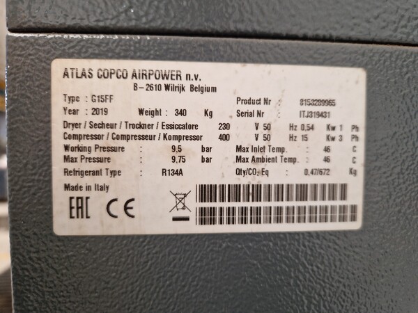 9#7142 Compressore Atlas G15FF in vendita - foto 3