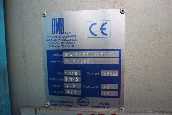1#7165 Pressa iniezione BMB KW1700/2000 e linea piantaggio cuscinetti in vendita - foto 2