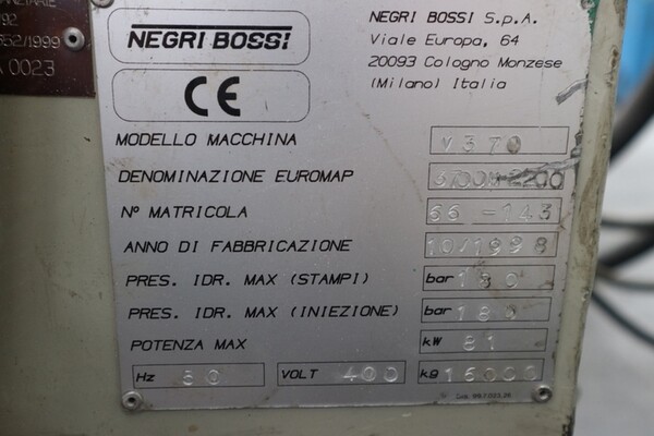 6#7165 Pressa iniezione Negri Bossi V370 in vendita - foto 2